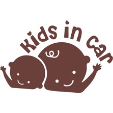 Kids In Car Araba Sticker 17X17 cm Kahverengi