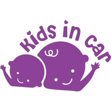 Kids In Car Araba Sticker 17X17 cm Mor