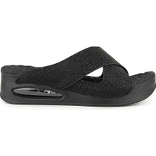 Muya Fly Anatomik Air Max Tabanlı  Kadın Terlik Siyah Desenli