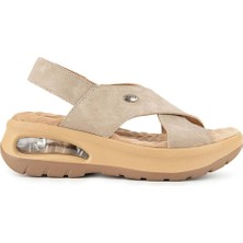 Muya Nwanwa Anatomik Air Max Tabanlı  Kadın Sandalet Krem