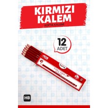 Tuğset Etiket Kopya Kalem Kırmızı 12 Adet Düzine Kurşun Kalem Renkli Yazım İçin