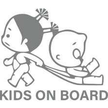 Kids On Board Araba Sticker  17X17 cm Gri