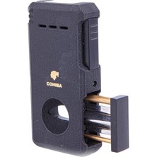 Cohiba 2 Torch Dahili Açıcı & V Kesici Mat Siyah Metal Puro Çakmağı