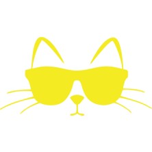 Güneş Gözlüğü Takan Kedi Araba Sticker 17X17 cm Sarı