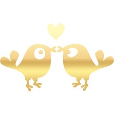Sevimli Kuşlar Araba Sticker 17X17 cm Gold
