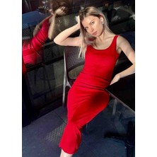 Kırmızı Uzun Günlük Elbise