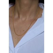 14 Ayar Altın Işıltılı Burgu Halat Zincir Kolye 2 mm