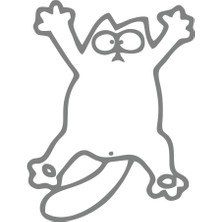 Komik Kedi Araba Sticker 17X17 cm Gri
