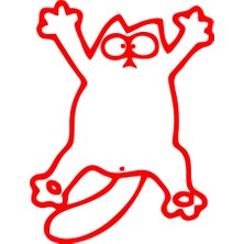 Komik Kedi Araba Sticker 17X17 cm Kırmızı