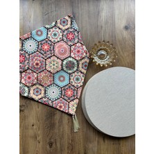 Soft Altıgen Duck Keten Runner ve Krem Rengi 6'lı Supla Seti
