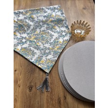 Mint Avangart Duck Keten Runner ve 6'lı Krem Supla Seti