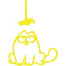 Komik Kedi Araba Sticker 17X17 cm Sarı