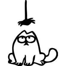 Komik Kedi Araba Sticker 17X17 cm Siyah