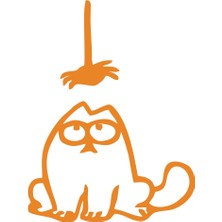 Komik Kedi Araba Sticker 17X17 cm Turuncu