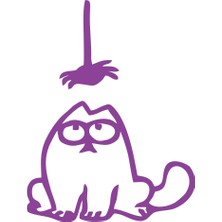 Komik Kedi Araba Sticker 17X17 cm Mor