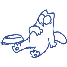 Komik Kedi Araba Sticker 17X17 cm Mavi