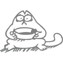 Komik Kedi Araba Sticker 17X17 cm Gri