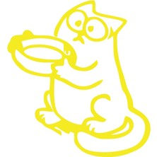 Komik Kedi Araba Sticker 17X17 cm Sarı