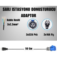 7,4kW Elektrikli Araç Şarj Cihazı için 50Cm Ev Tipi Fişli Dönüştürücü Adaptör
