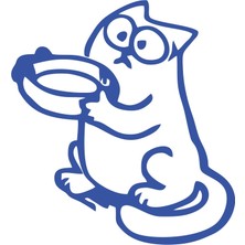 Komik Kedi Araba Sticker 17X17 cm Mavi
