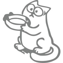 Komik Kedi Araba Sticker 17X17 cm Gri