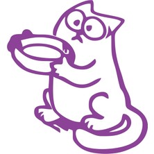 Komik Kedi Araba Sticker 17X17 cm Mor