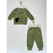 Dino Desenli Erkek Bebek Yeşil Ikili Takım