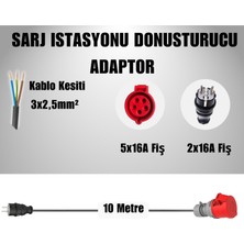 11kW Elektrikli Araç Şarj Cihazı için 10 Metre Ev Tipi Fişli Dönüştürücü Adaptör