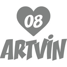 Kalpli 08 Artvin Araba Sticker 17X17 cm Gri