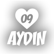 Kalpli 09 Aydın Araba Sticker 17X17 cm Beyaz