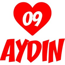 Kalpli 09 Aydın Araba Sticker 17X17 cm Kırmızı