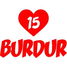 Kalpli 15 Burdur Araba Sticker 17X17 cm Kırmızı