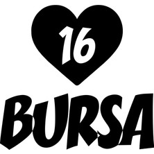 Kalpli 16 Bursa Araba Sticker 17X17 cm Siyah