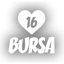 Kalpli 16 Bursa Araba Sticker 17X17 cm Beyaz