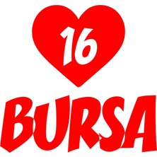 Kalpli 16 Bursa Araba Sticker 17X17 cm Kırmızı