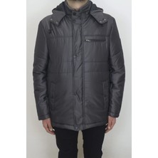 Marco Muratti Fistan Store Erkek Hakim Yaka Rahat Kalıp Kapüşonlu Fermuar ve Çıtçıt Kapamalı Kışlık Mont