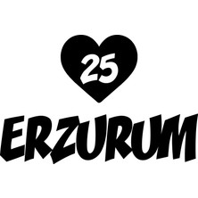 Kalpli 25 Erzurum Araba Sticker  17X17 cm Siyah