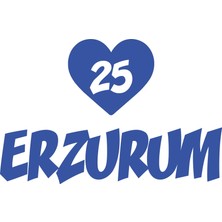 Kalpli 25 Erzurum Araba Sticker  17X17 cm Mavi