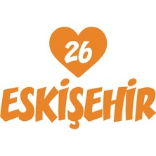 Kalpli 26 Eskişehir Araba Sticker 17X17 cm Turuncu