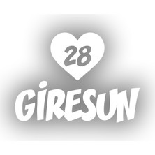 Kalpli 28 Giresun Araba Sticker 17X17 cm Beyaz