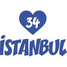 Kalpli 34 Istanbul Araba Sticker 17X17 cm Mavi