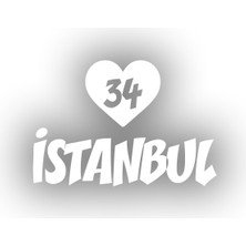 Kalpli 34 Istanbul Araba Sticker 17X17 cm Beyaz