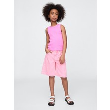 Gap Kız Çocuk Pembe Mid Rise Longline Denim Şort
