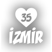 Kalpli 35 Izmir Araba Sticker 17X17 cm Beyaz