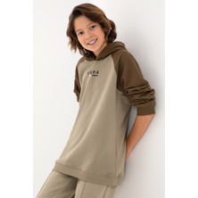 U.S. Polo Assn. Erkek Çocuk Açık Haki Kapüşonlu Sweatshirt 50293495-VR183