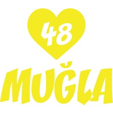 Kalpli 48 Muğla Araba Sticker 17X17 cm Sarı