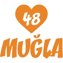 Kalpli 48 Muğla Araba Sticker 17X17 cm Turuncu