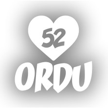 Kalpli 52 Ordu Araba Sticker 17X17 cm Beyaz