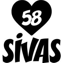 Kalpli 58 Sivas Araba Sticker 17X17 cm Siyah