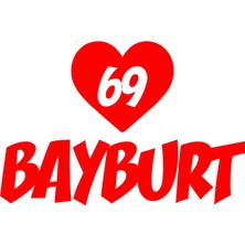 Kalpli 69 Bayburt Araba Sticker 17X17 cm Kırmızı